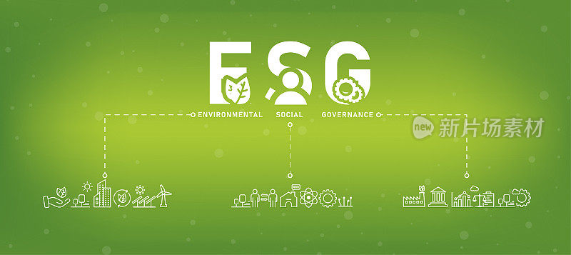 ESG Banner Web图标用于商业和组织，环境，社会治理，可持续发展，效率，循环收入向量